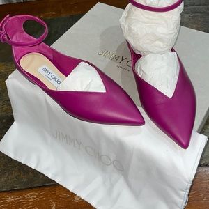 JIMMY CHOO Women's Sonia Flat Magenta Calf Leather